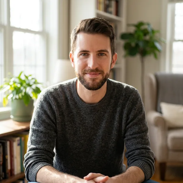 Casual AI headshot example — same person generated in casual style