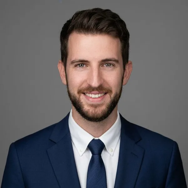 Professional AI headshot example — same person generated in professional style